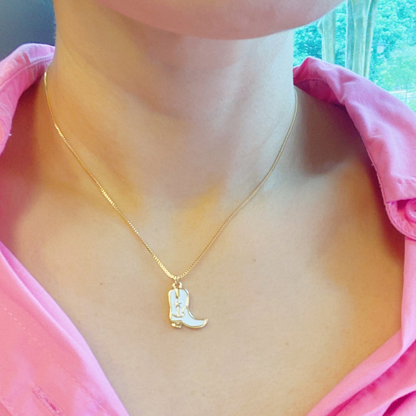 Cow Girl Boot Pendant Necklace by Ellisonyoung.com