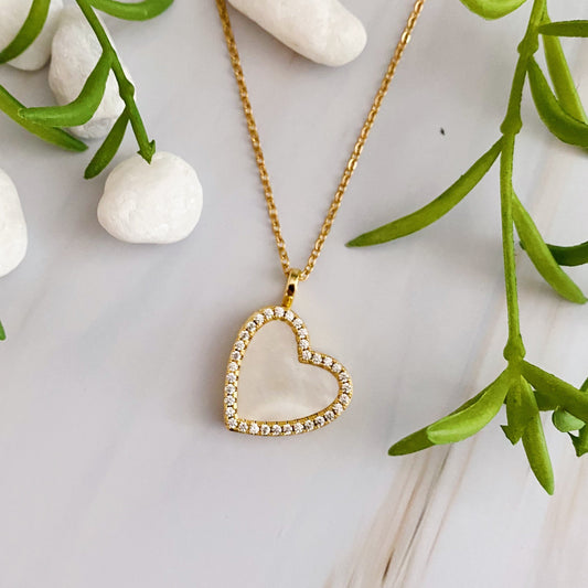 Shell Heart Locket Pendant Necklace by Ellisonyoung.com