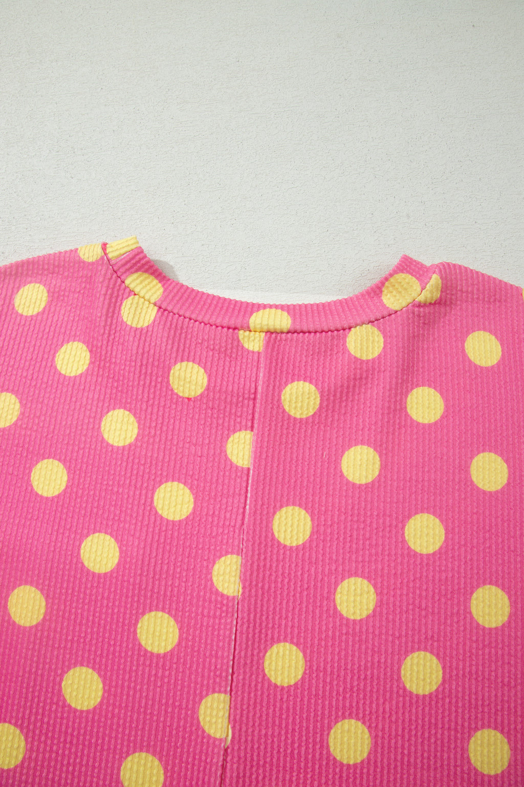 Pink Twisted Rib Polka Dot Print Plus Size T Shirt