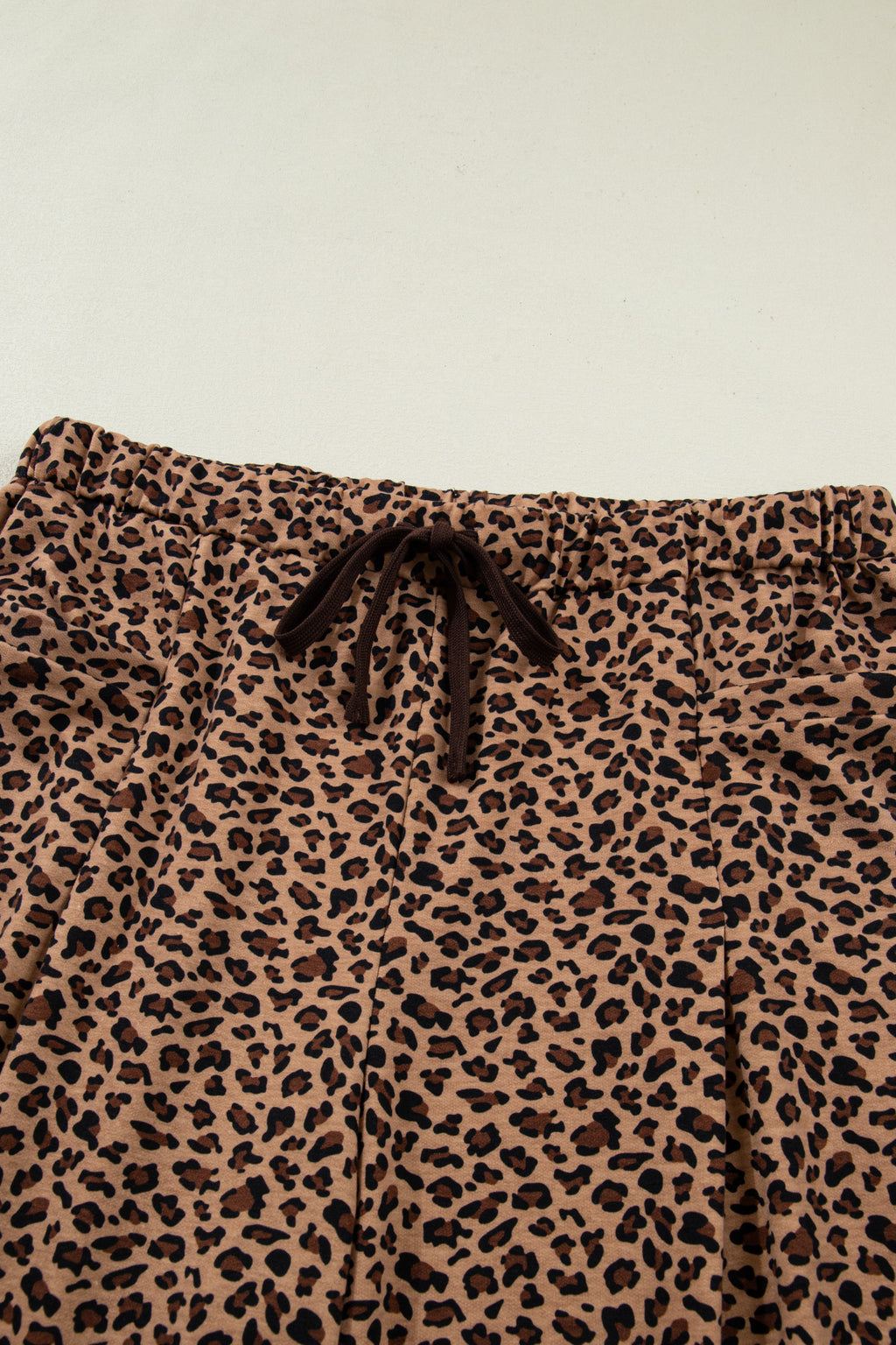 Brown Plus Size Leopard Loose Top Pleated Pants Set