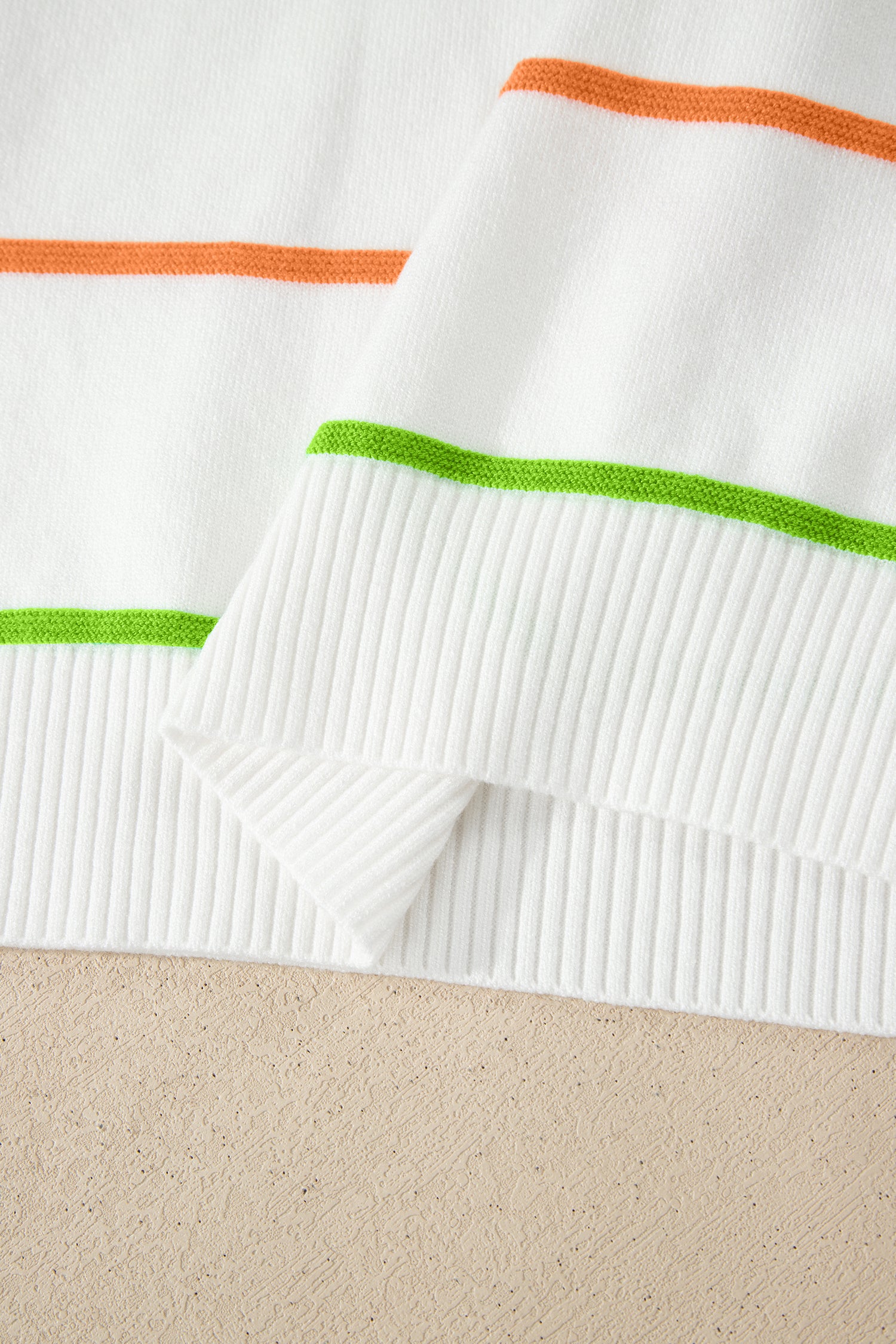 White Stripe Round Neck Knitted Sweater Tank