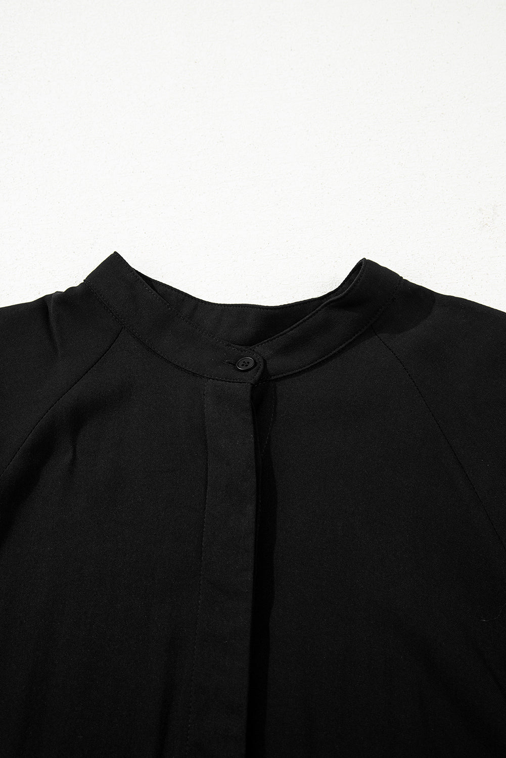 Black Hidden Buttons Short Sleeve Ruffle Tiered Long Flared Dress