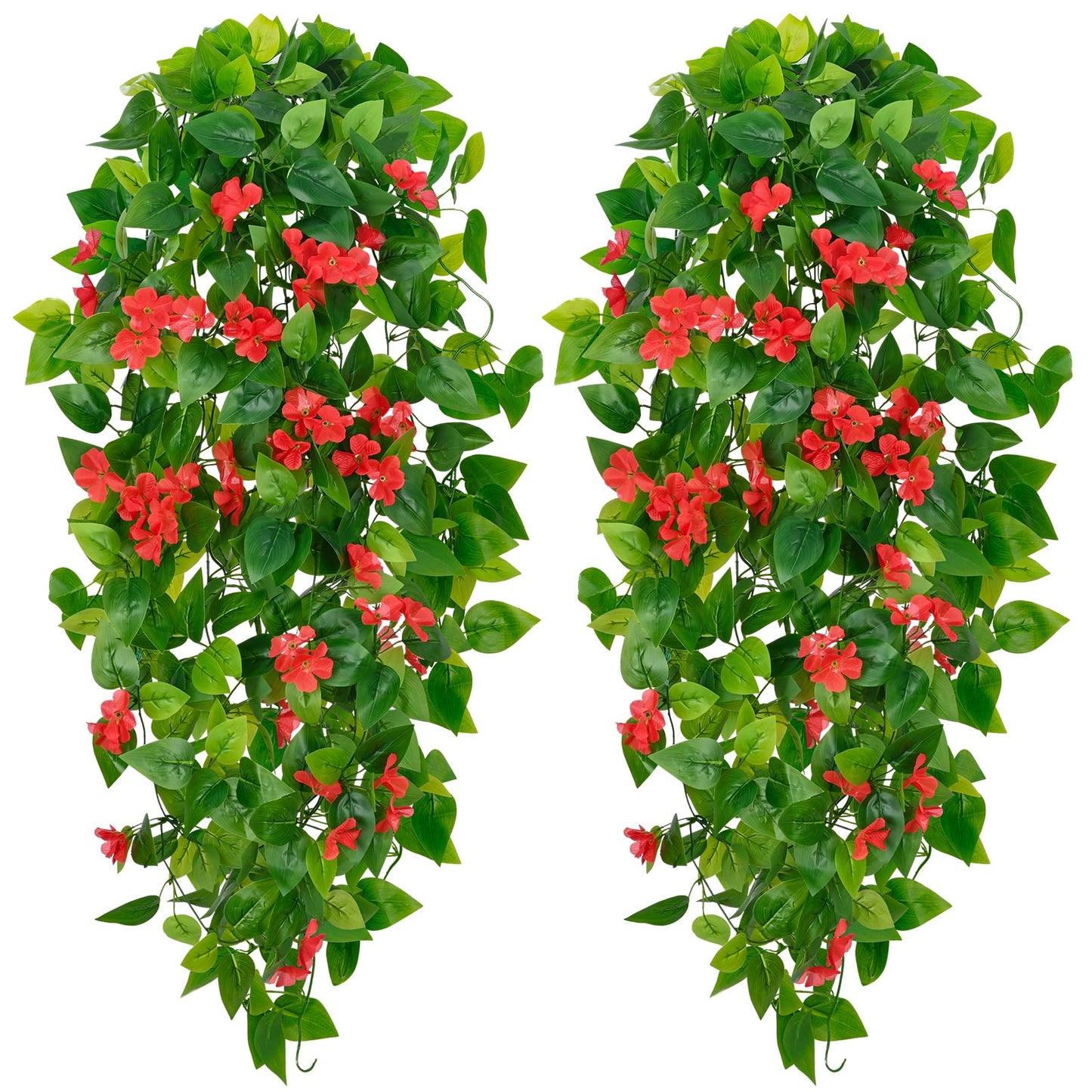 BLEUM CADE Fake Hanging Plants, 2pcs Artificial Hanging Plant, Faux Pothos Vines Hanging Plant Greenery for Wall Home Living Room Indoor Outdoor Decor (No Baskets)