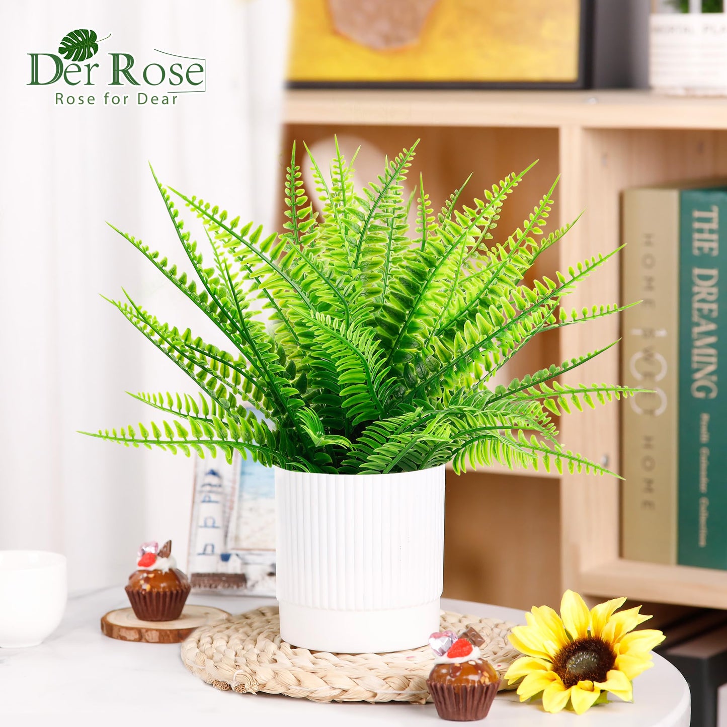 Der Rose 4 Pack Fake Plants Mini Artificial Greenery Potted Plants for Home Decor Indoor Office Table Room Farmhouse