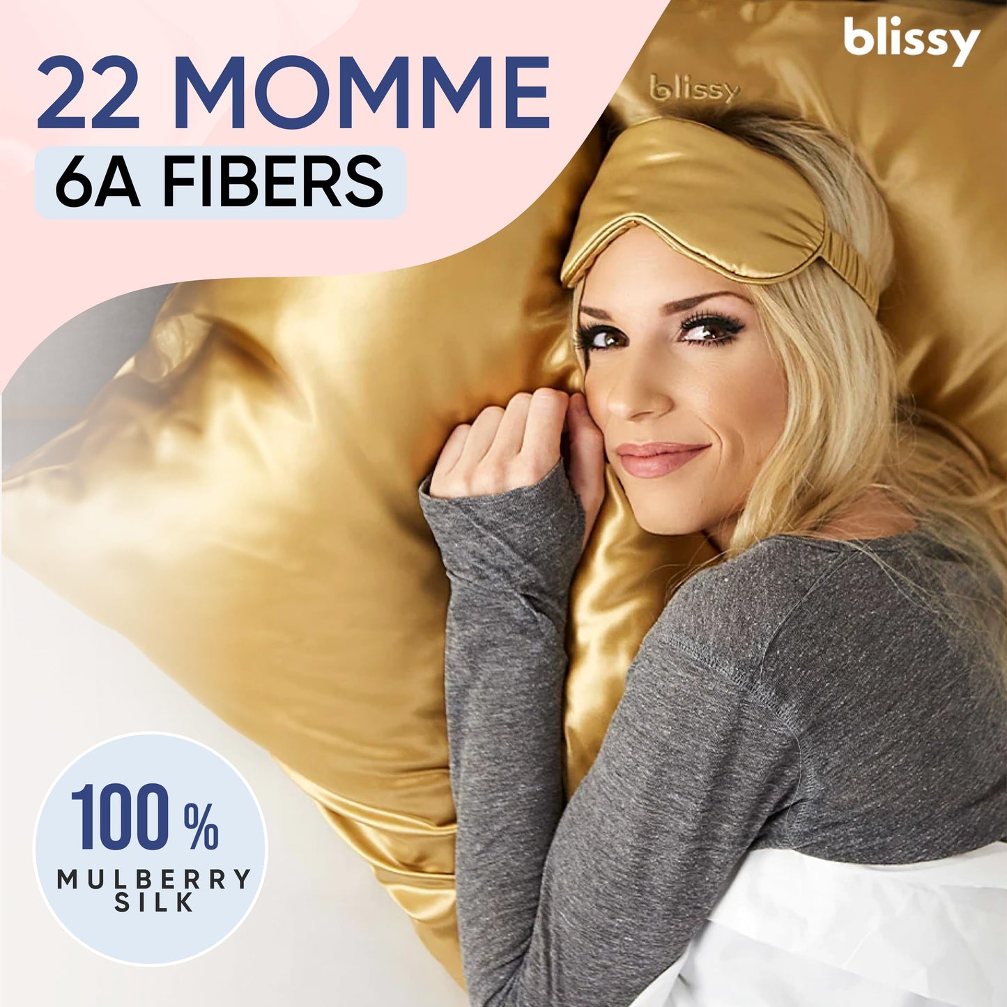 Blissy Silk Pillowcase - 100% Pure Mulberry Silk - 22 Momme 6A High-Grade Fibers - Silk Pillow Cover for Hair & Skin - Regular, Queen & King with Hidden Zipper (Queen, Blissy White)