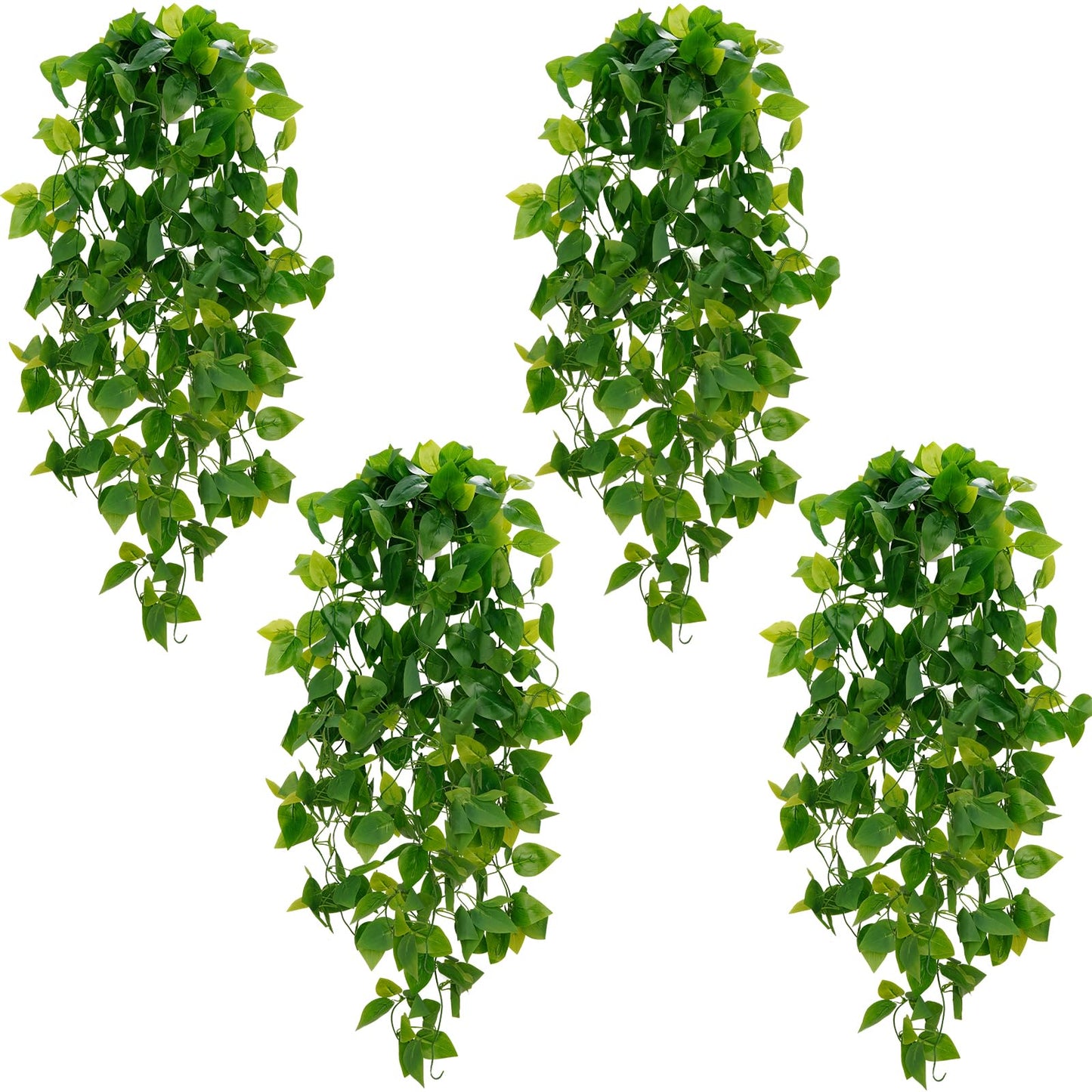 BLEUM CADE Fake Hanging Plants, 2pcs Artificial Hanging Plant, Faux Pothos Vines Hanging Plant Greenery for Wall Home Living Room Indoor Outdoor Decor (No Baskets)