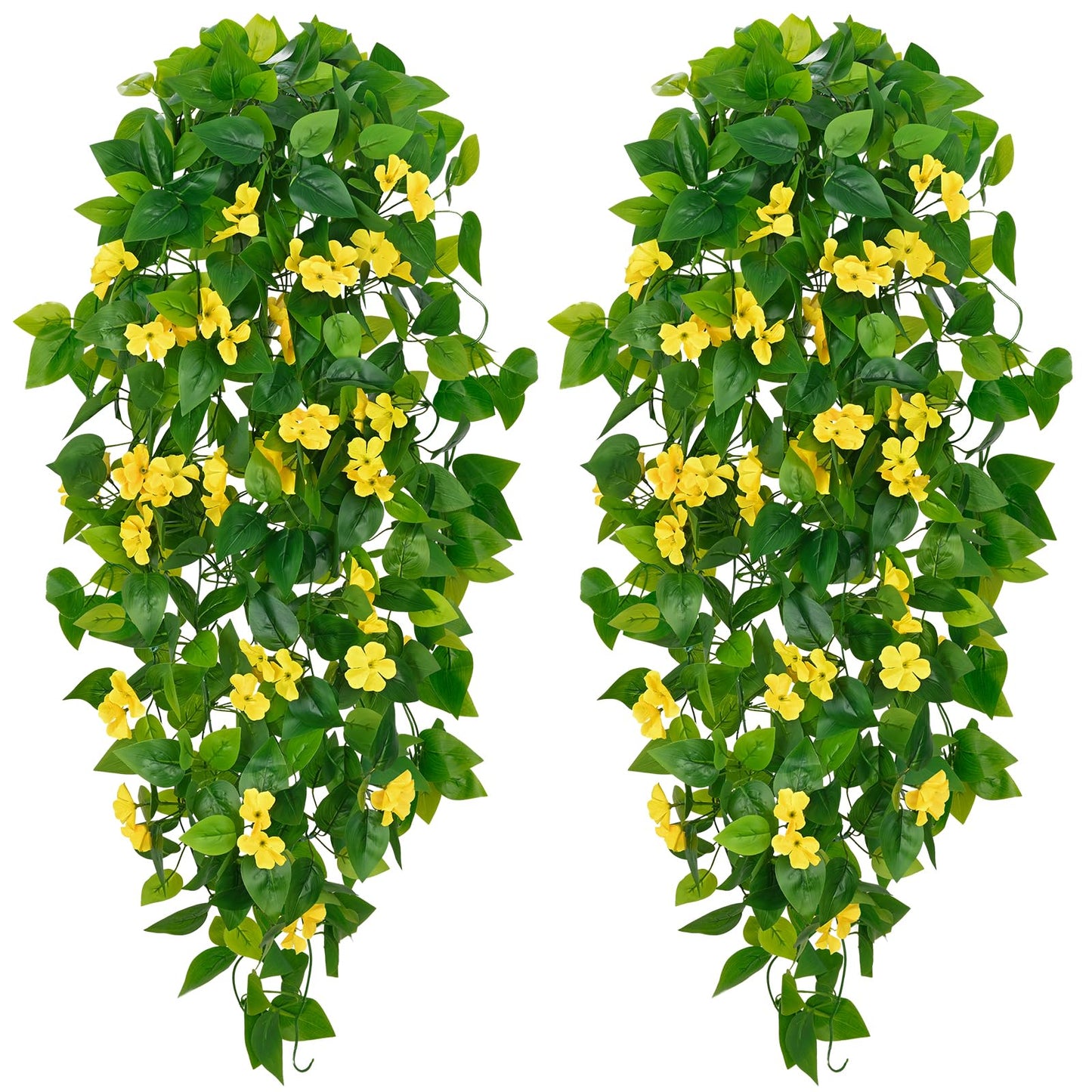 BLEUM CADE Fake Hanging Plants, 2pcs Artificial Hanging Plant, Faux Pothos Vines Hanging Plant Greenery for Wall Home Living Room Indoor Outdoor Decor (No Baskets)