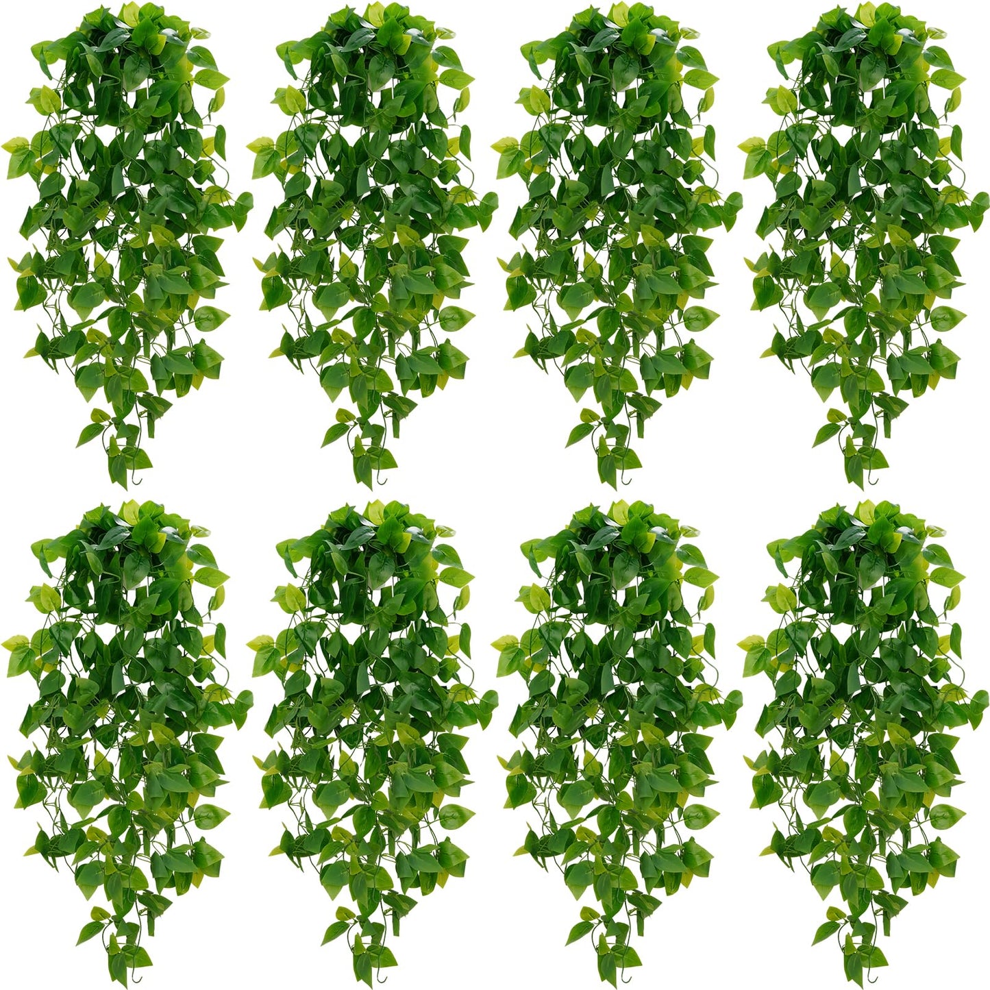 BLEUM CADE Fake Hanging Plants, 2pcs Artificial Hanging Plant, Faux Pothos Vines Hanging Plant Greenery for Wall Home Living Room Indoor Outdoor Decor (No Baskets)