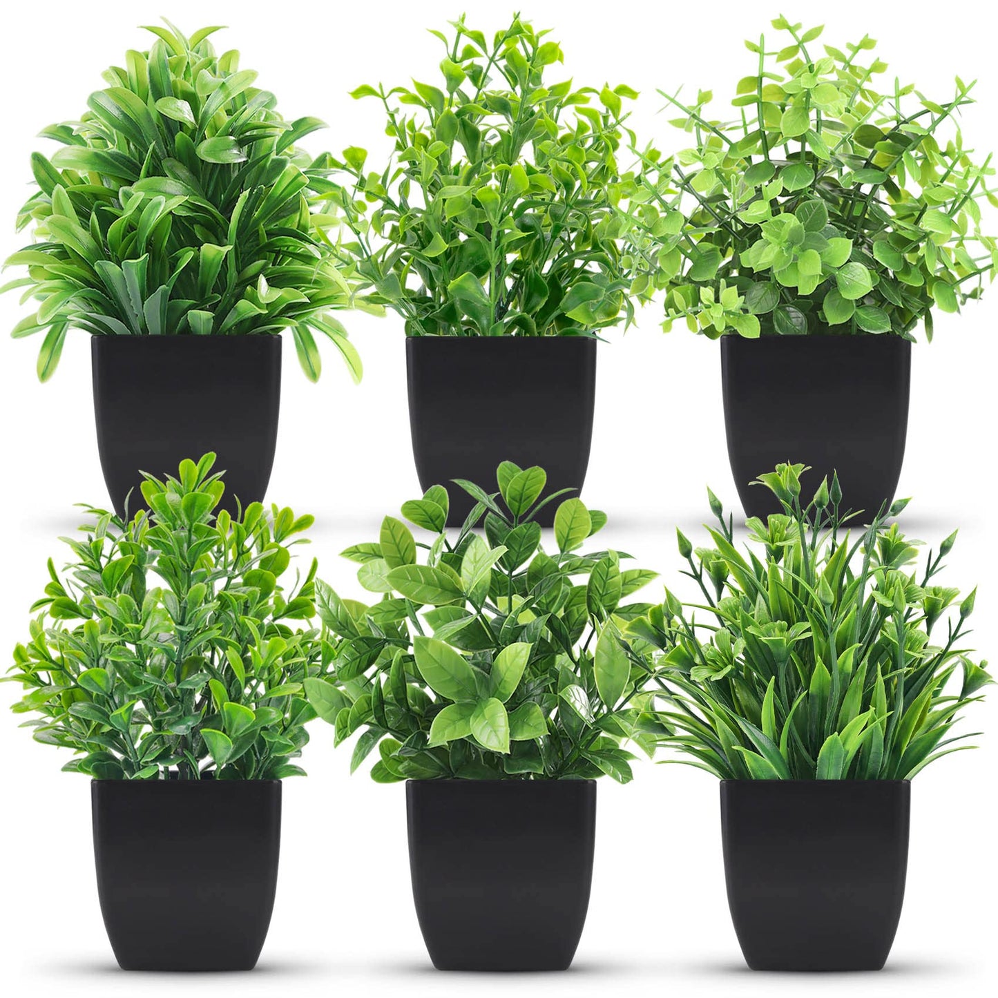 Der Rose Fake Plants 4 Packs Artificial Plants Small Faux Plants Black Bathroom Accessories for Bathroom Home Office Desk Decor Indoor