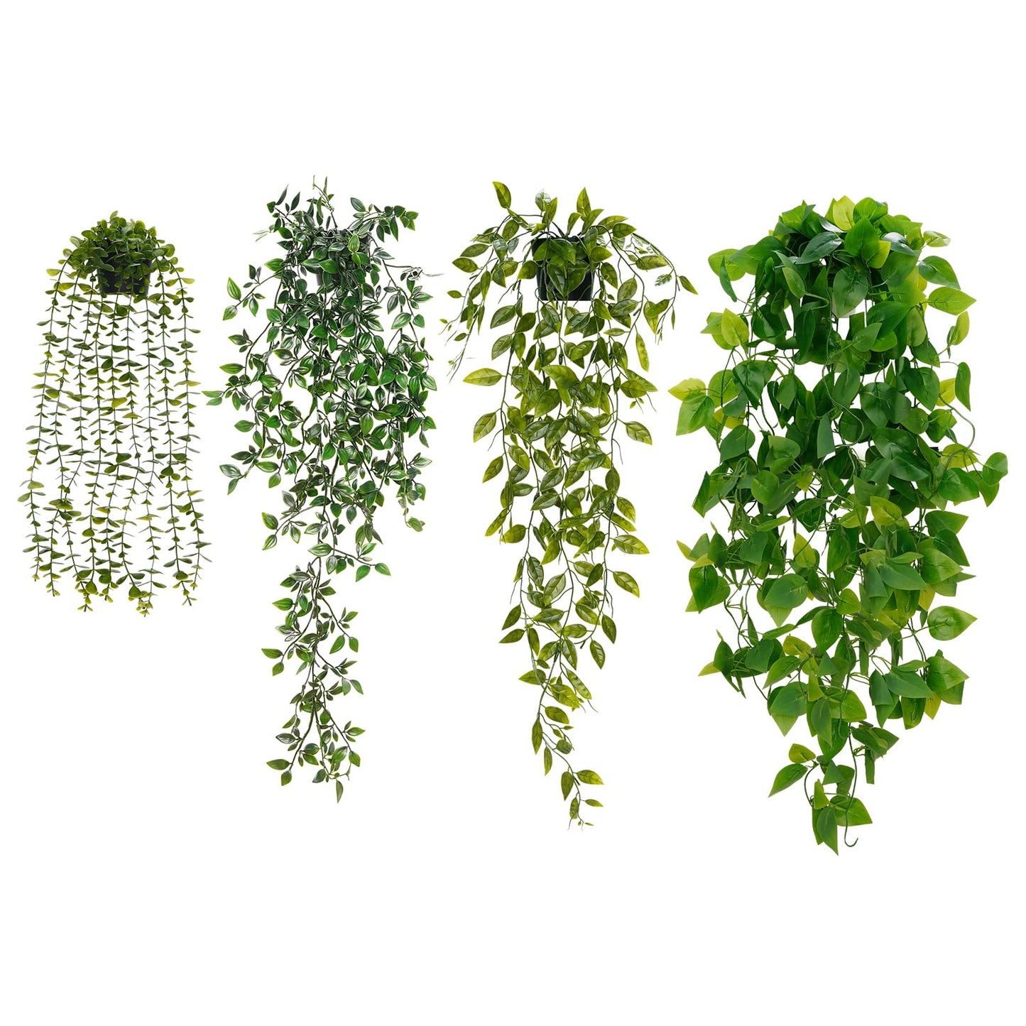 BLEUM CADE Fake Hanging Plants, 2pcs Artificial Hanging Plant, Faux Pothos Vines Hanging Plant Greenery for Wall Home Living Room Indoor Outdoor Decor (No Baskets)