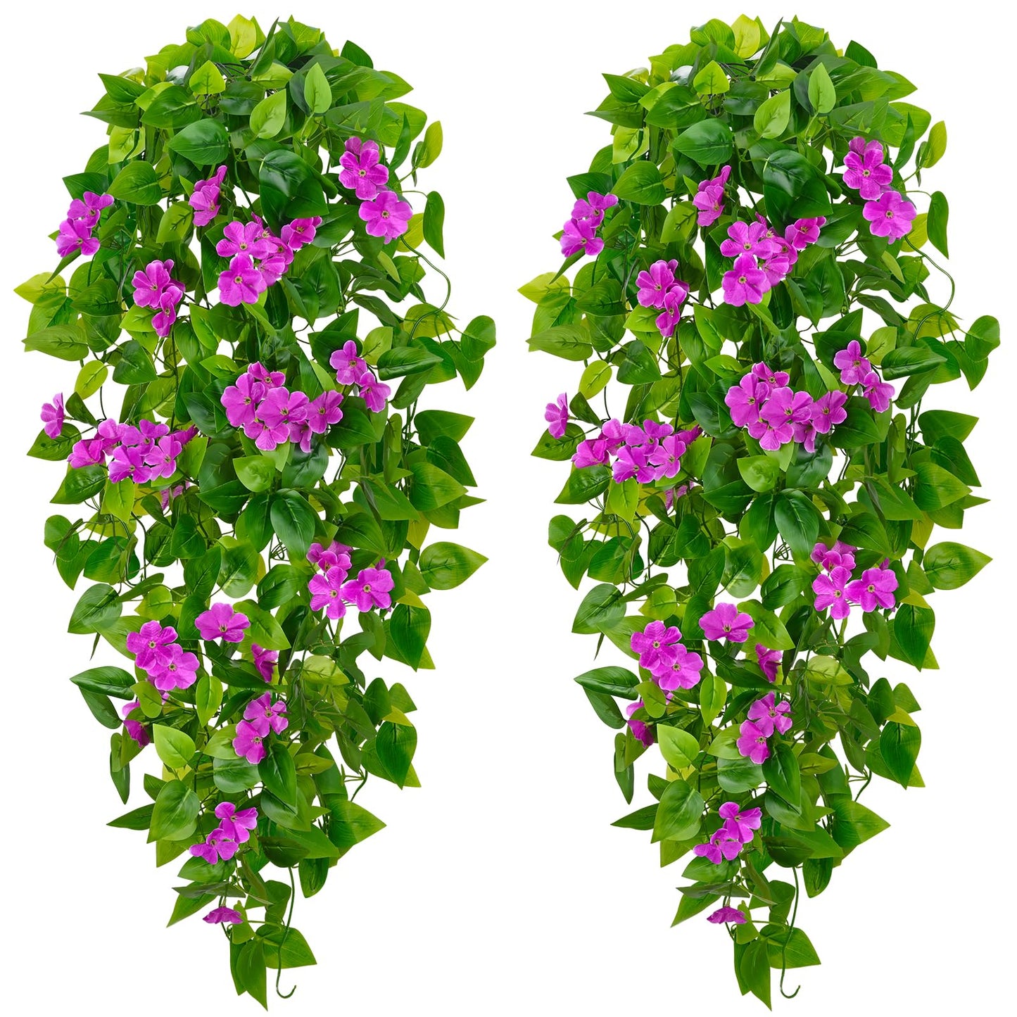 BLEUM CADE Fake Hanging Plants, 2pcs Artificial Hanging Plant, Faux Pothos Vines Hanging Plant Greenery for Wall Home Living Room Indoor Outdoor Decor (No Baskets)