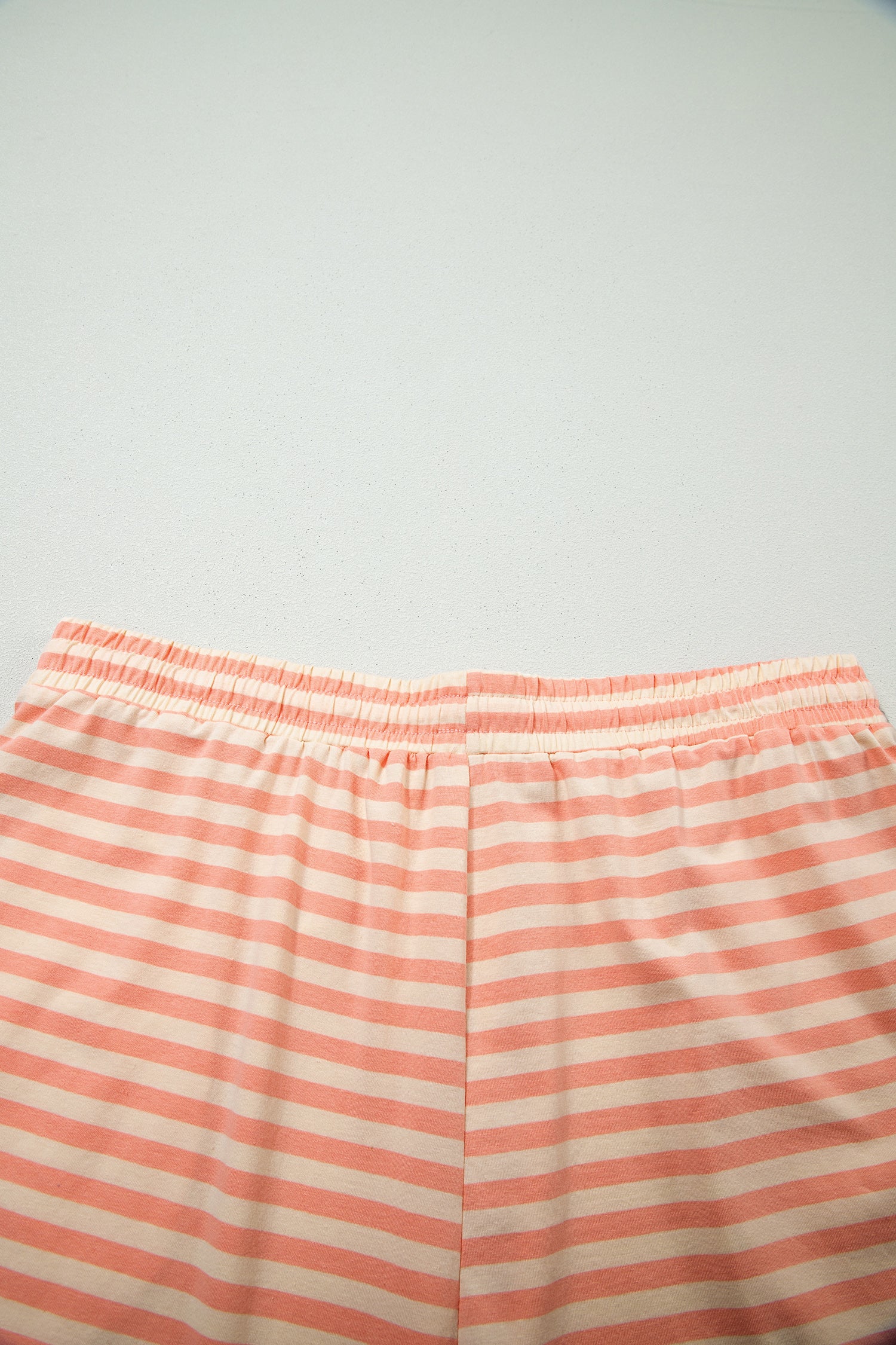 Pink Stripe Drop Shoulder T Shirt and Shorts Plus Size Summer Set