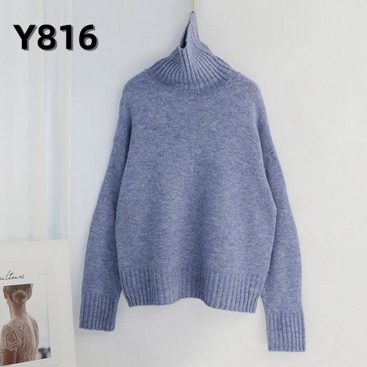 Women Knitted Turtleneck Sweater Pullover Jumper Batwing Top