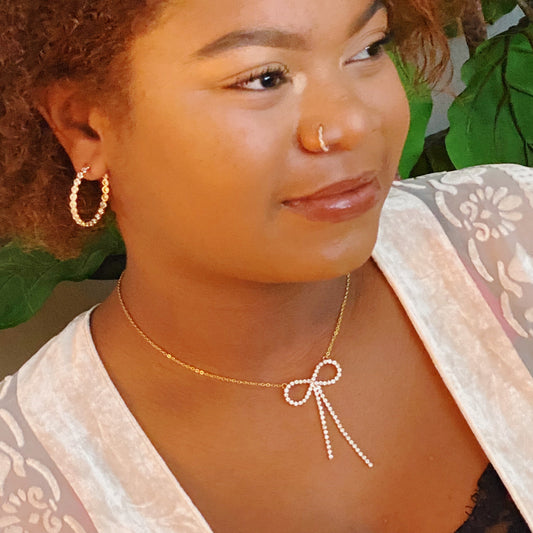 Adorable Shine Bow Necklace by Ellisonyoung.com