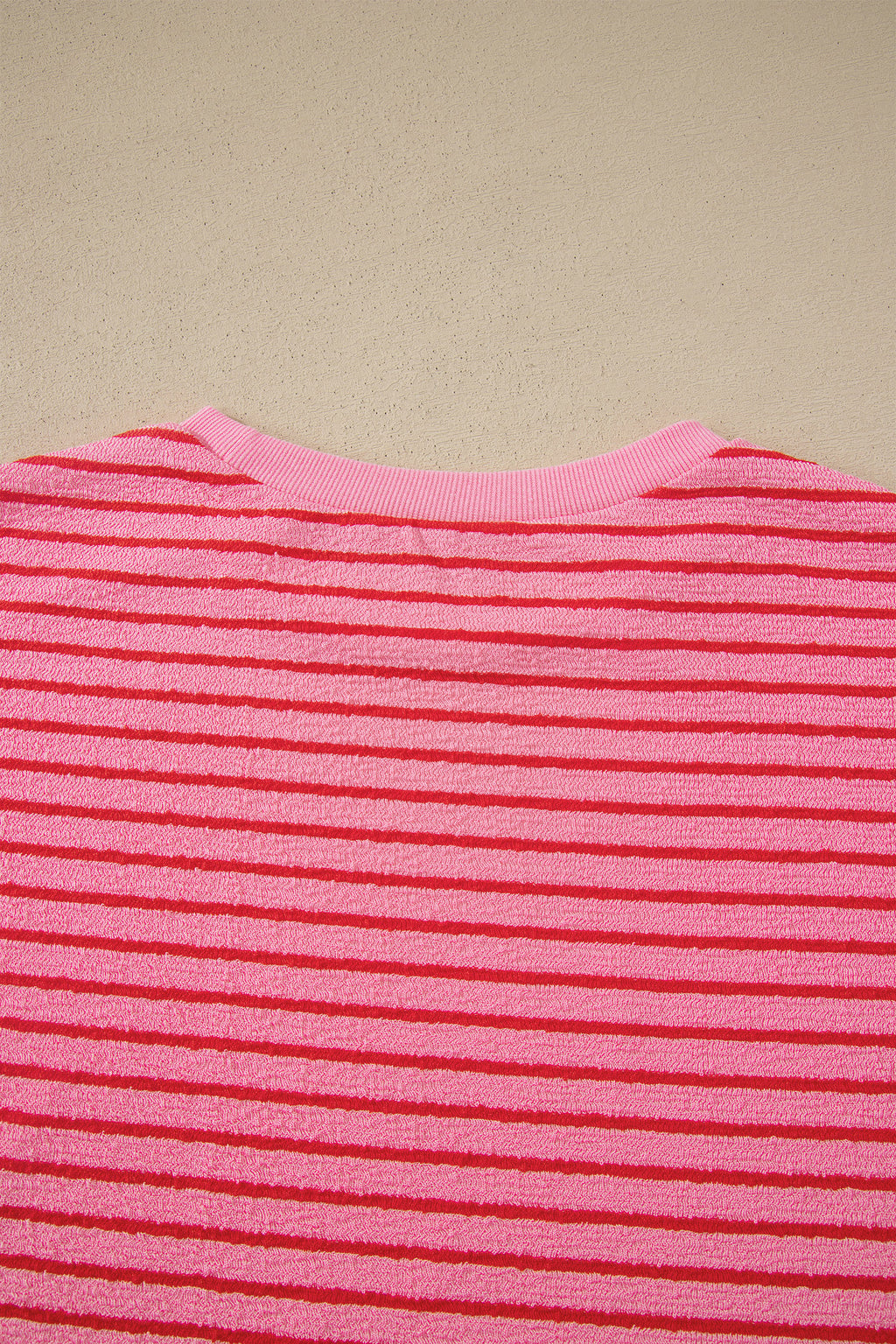 Rose Stripe Side Split Knit Tee Drawstring Shorts Set