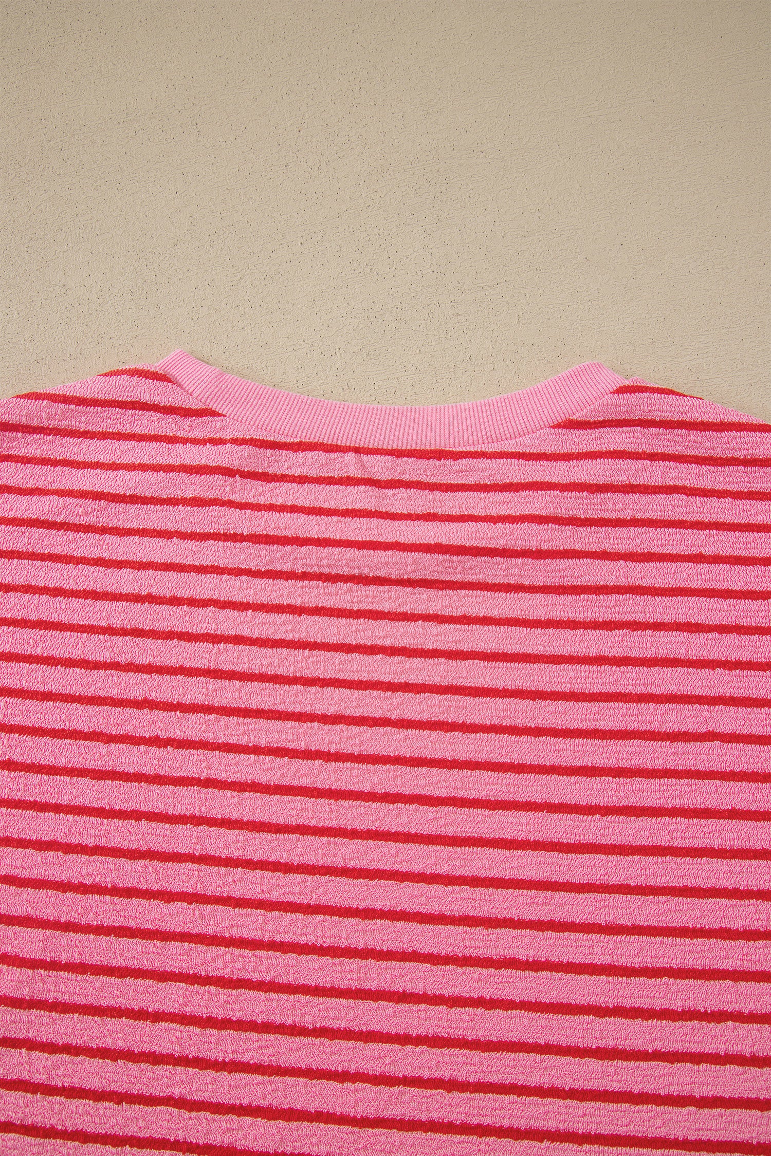 Rose Stripe Side Split Knit Tee Drawstring Shorts Set