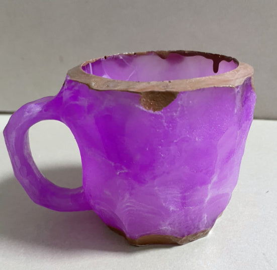 400ml Resin Mineral Crystal Coffee Mugs with Handles, Elegant Mineral Crystal Cup