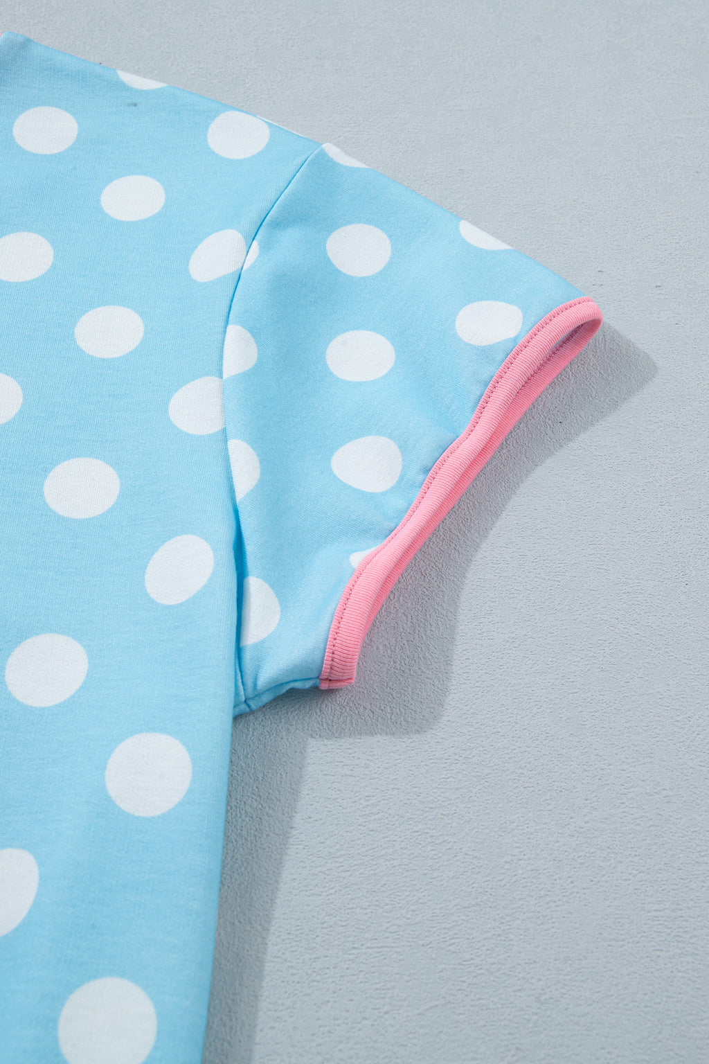 Sky Blue Polka Dot Contrast Edge Casual Short Set