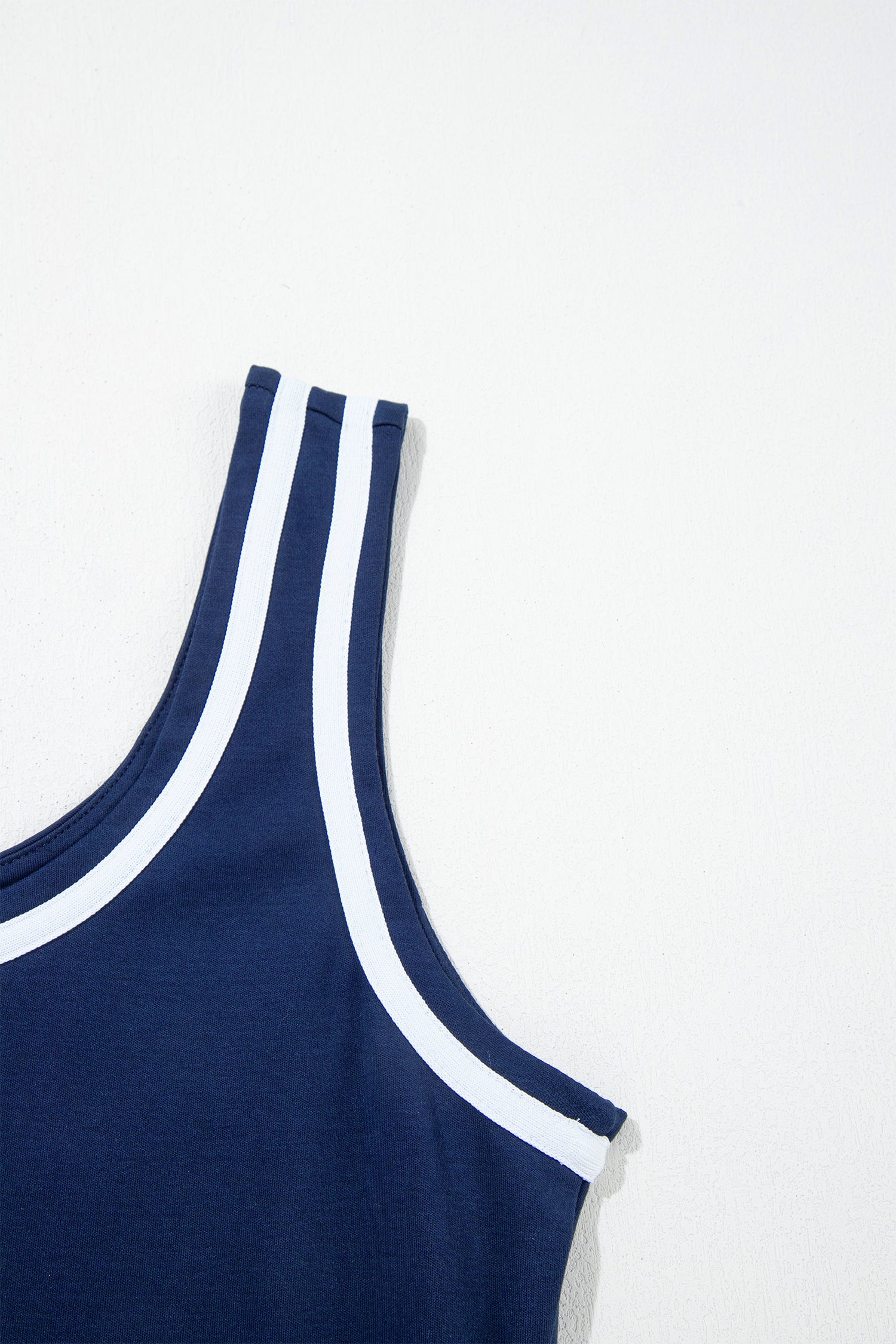Dirty blue Contrast Trim U Neck Sleeveless Mini Dress