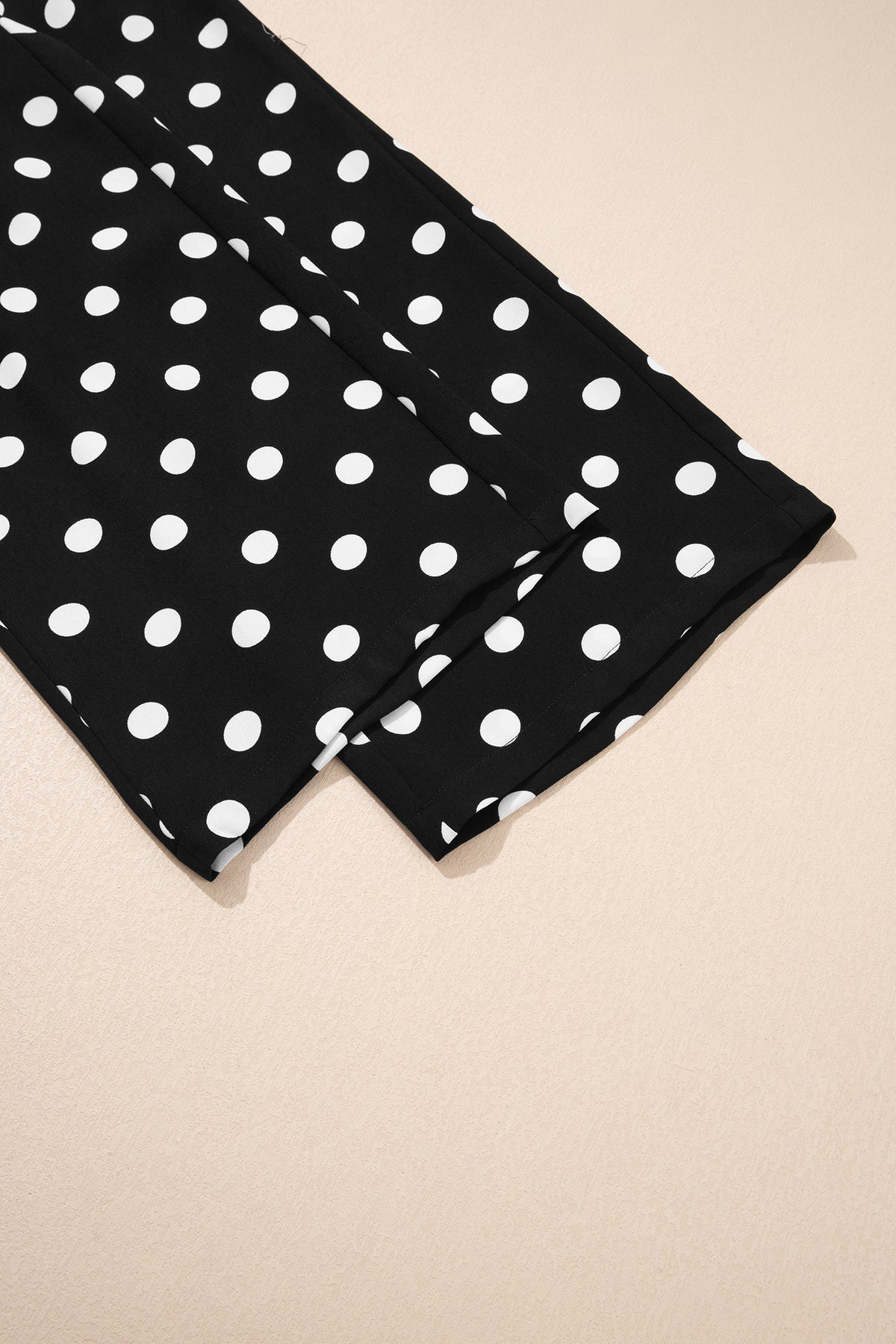 Black Polka Dot Print Patched Pocket Mid-rise Straight Leg Pants