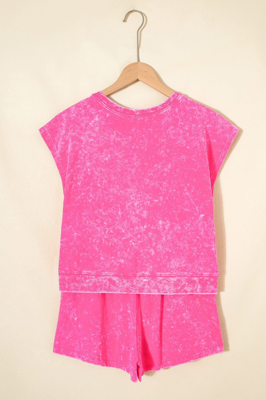 Rose Red Mineral Wash Cotton Short Set