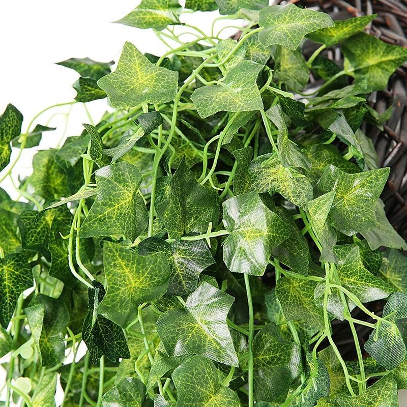 90cm Artificial Green Hanging Ivy Leaves Radish Seaweed Grape Fake Flowers Vine Home Garden Wall Party Decoration Fake Hanging Fake Ivy Vine for Wall House Room Indoor Outdoor Decoration