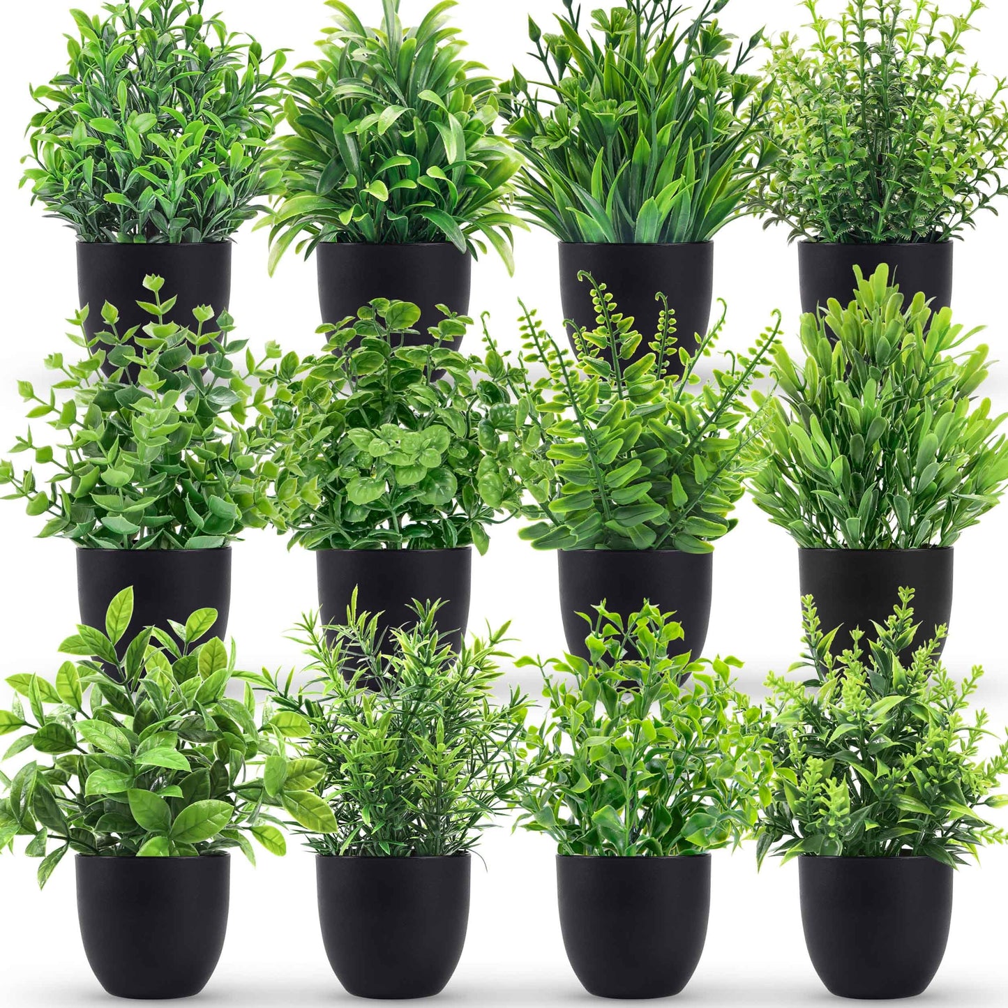 Der Rose Fake Plants 4 Packs Artificial Plants Small Faux Plants Black Bathroom Accessories for Bathroom Home Office Desk Decor Indoor