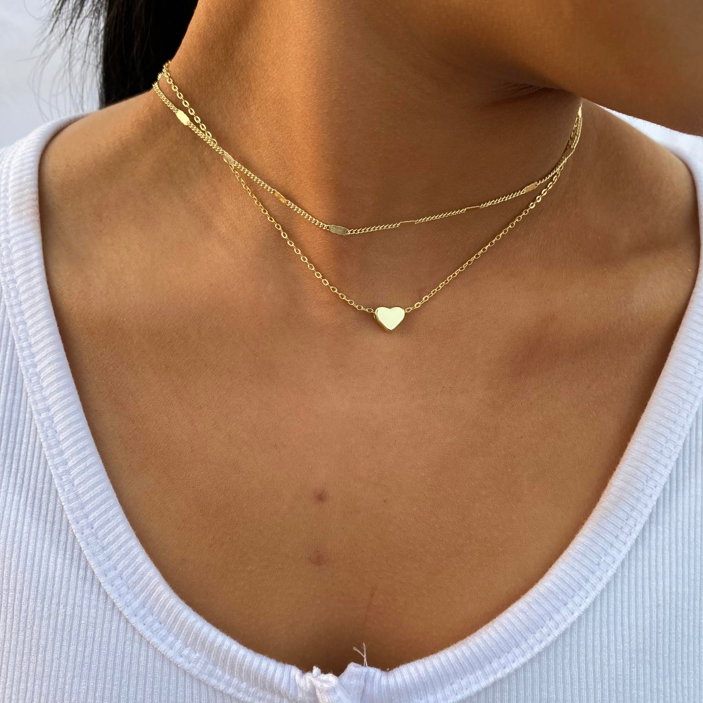 ASCOMY Dainty Gold Necklace for Women 14K Gold Plated Necklaces for Her Delicate Love Heart Necklace Heart Pendant Necklace Cute Necklaces Festival Jewelry Gift for Women