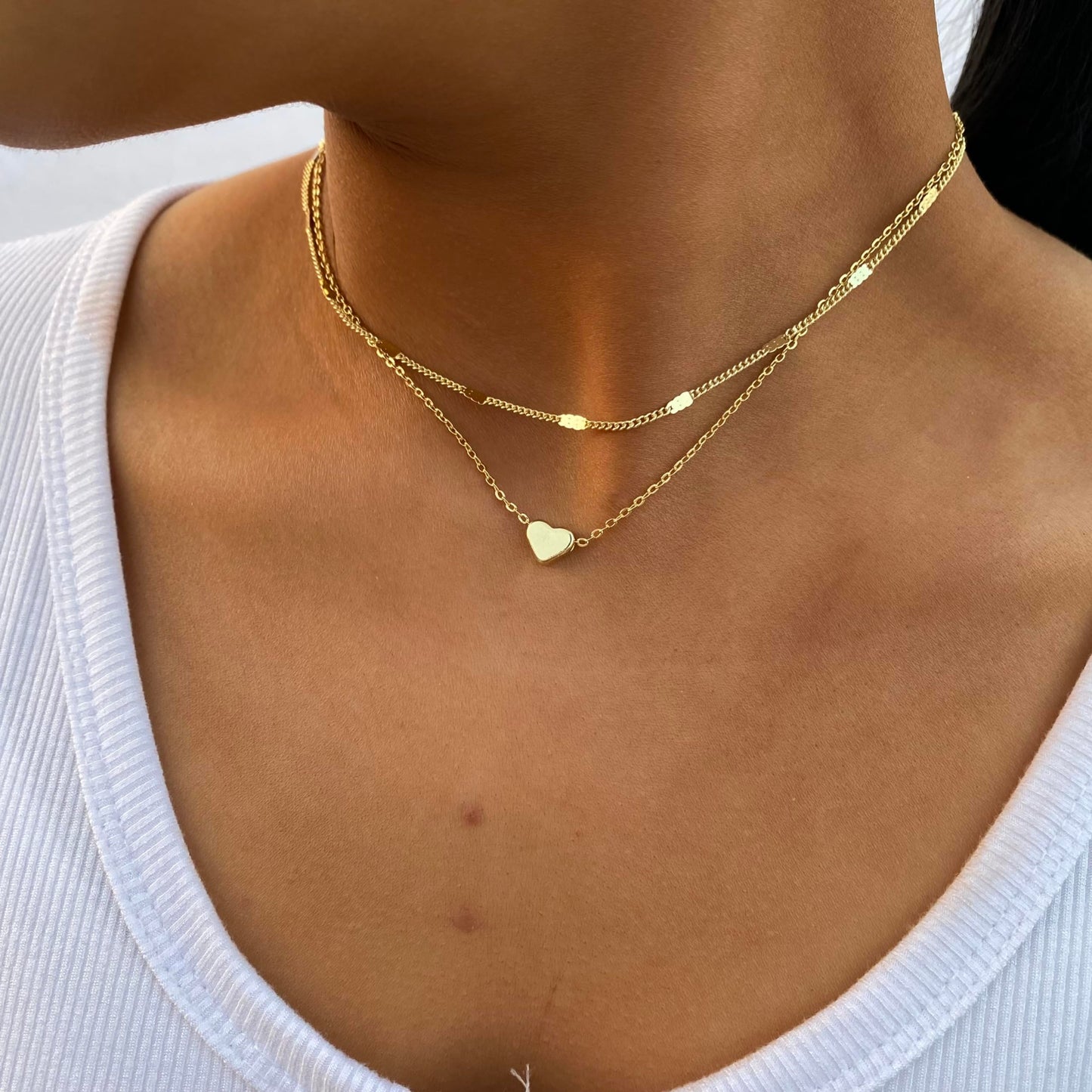 ASCOMY Dainty Gold Necklace for Women 14K Gold Plated Necklaces for Her Delicate Love Heart Necklace Heart Pendant Necklace Cute Necklaces Festival Jewelry Gift for Women