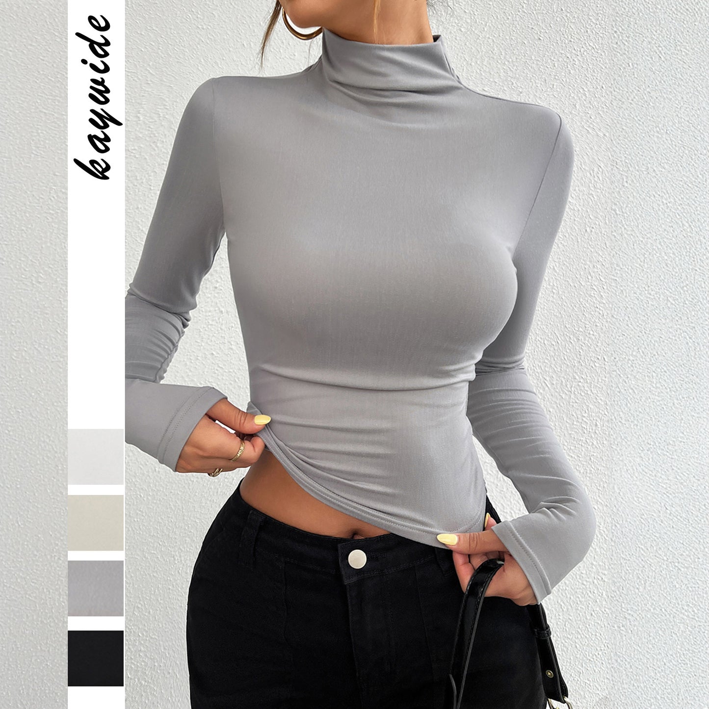 Slim Fit All-matching Base Long-sleeved Top Turtleneck T-shirt