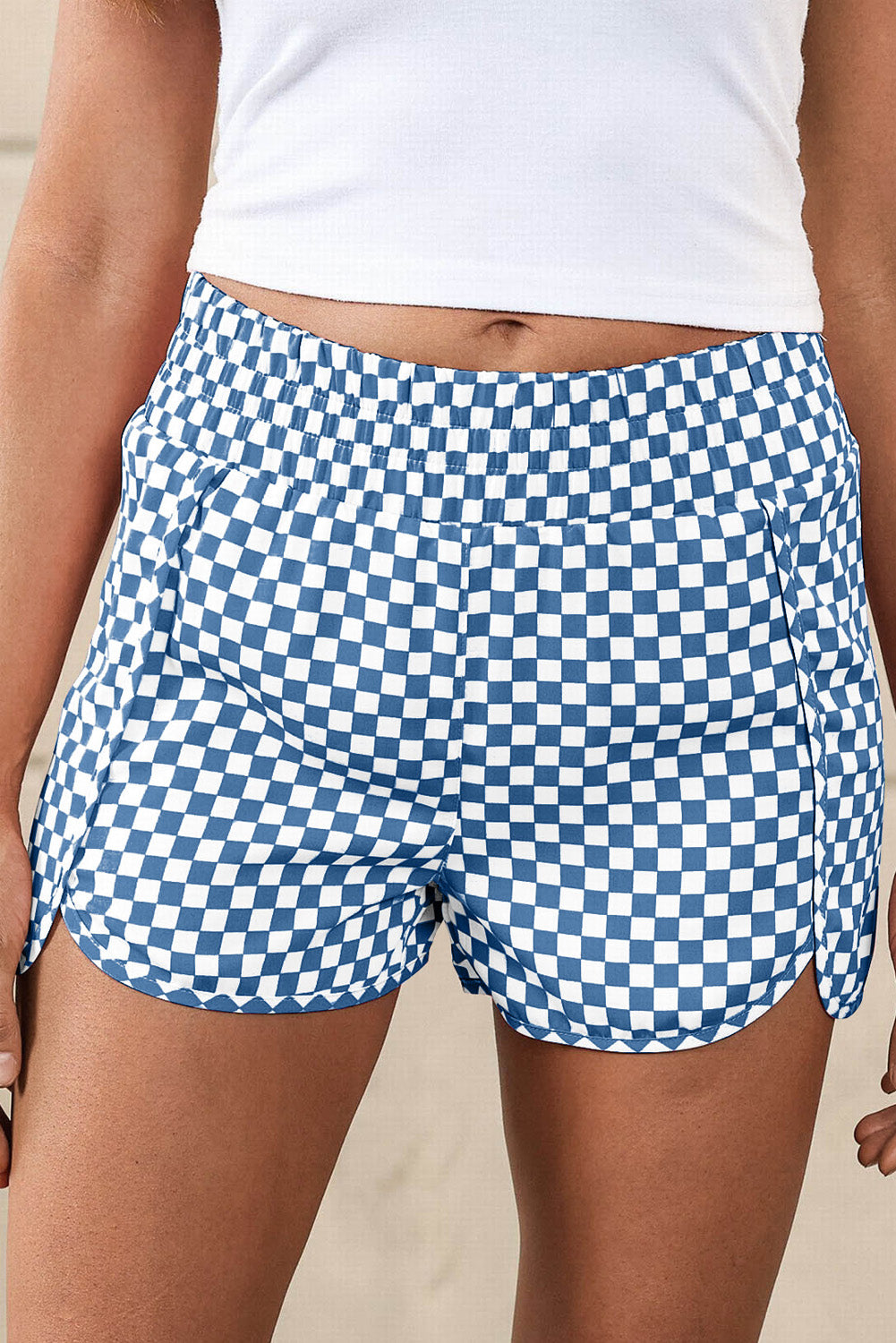 Blue Leopard High Waisted Athletic Shorts