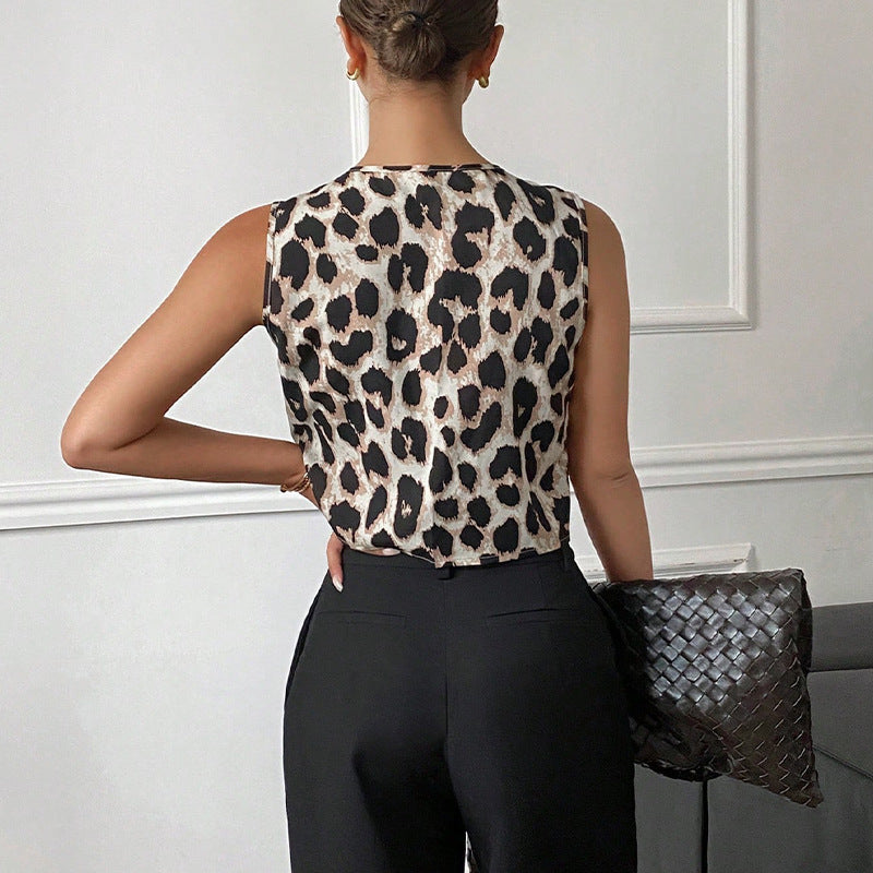 Leopard Print Vest European and American Jacket