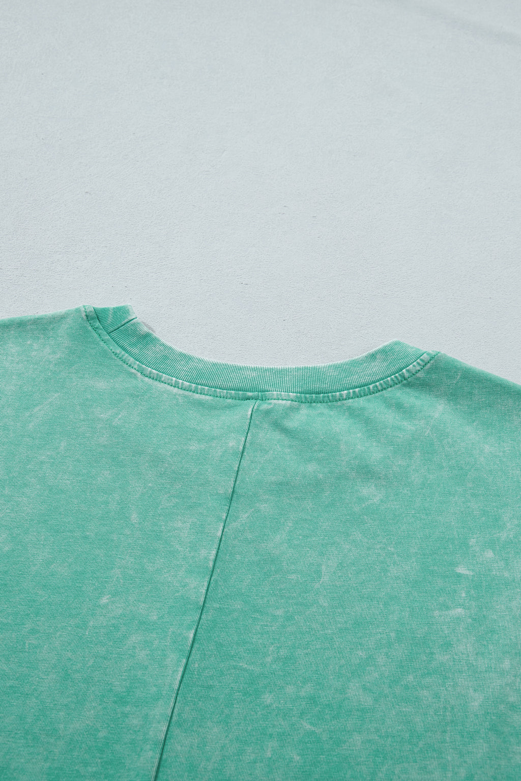 Mint Green Solid Color Cotton Mineral Washed Oversize Tee