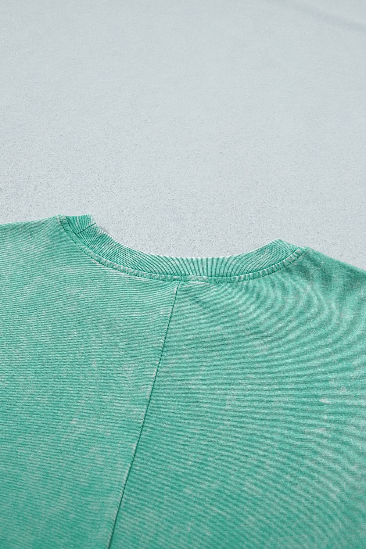 Mint Green Solid Color Cotton Mineral Washed Oversize Tee
