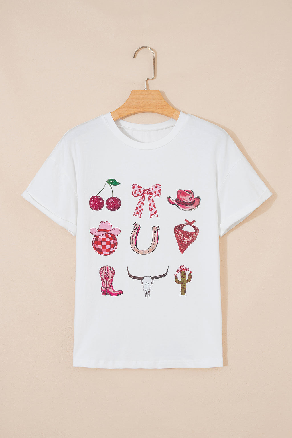 White Coquette Cowgirl Elements Printed Relaxed Tee
