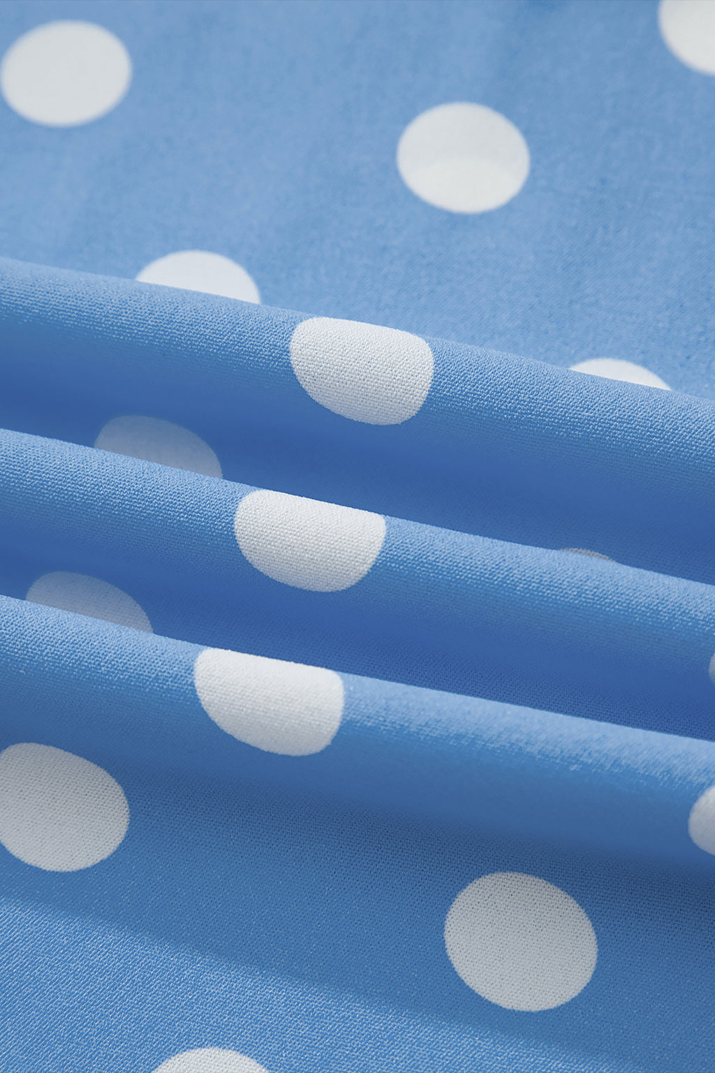 Sky Blue Polka Dot Print Patched Pocket Mid-rise Straight Leg Pants