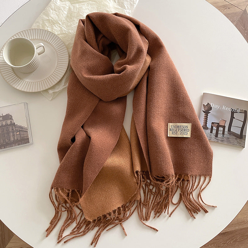 Double-Sided, Winter, Warm, Artificial Cashmere Scarf