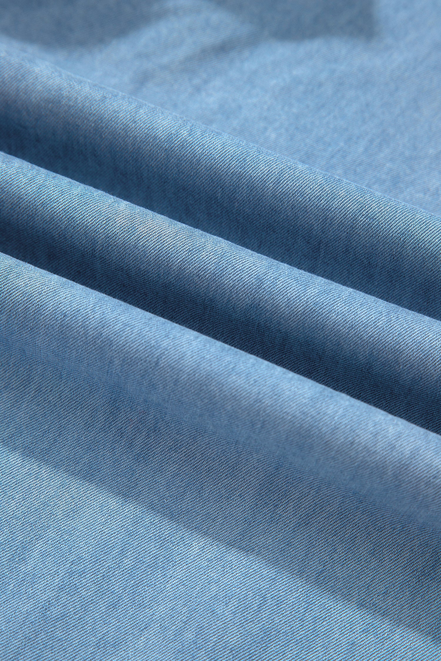 Beau Blue Ruffled Hem Wide Leg Chambray Pants