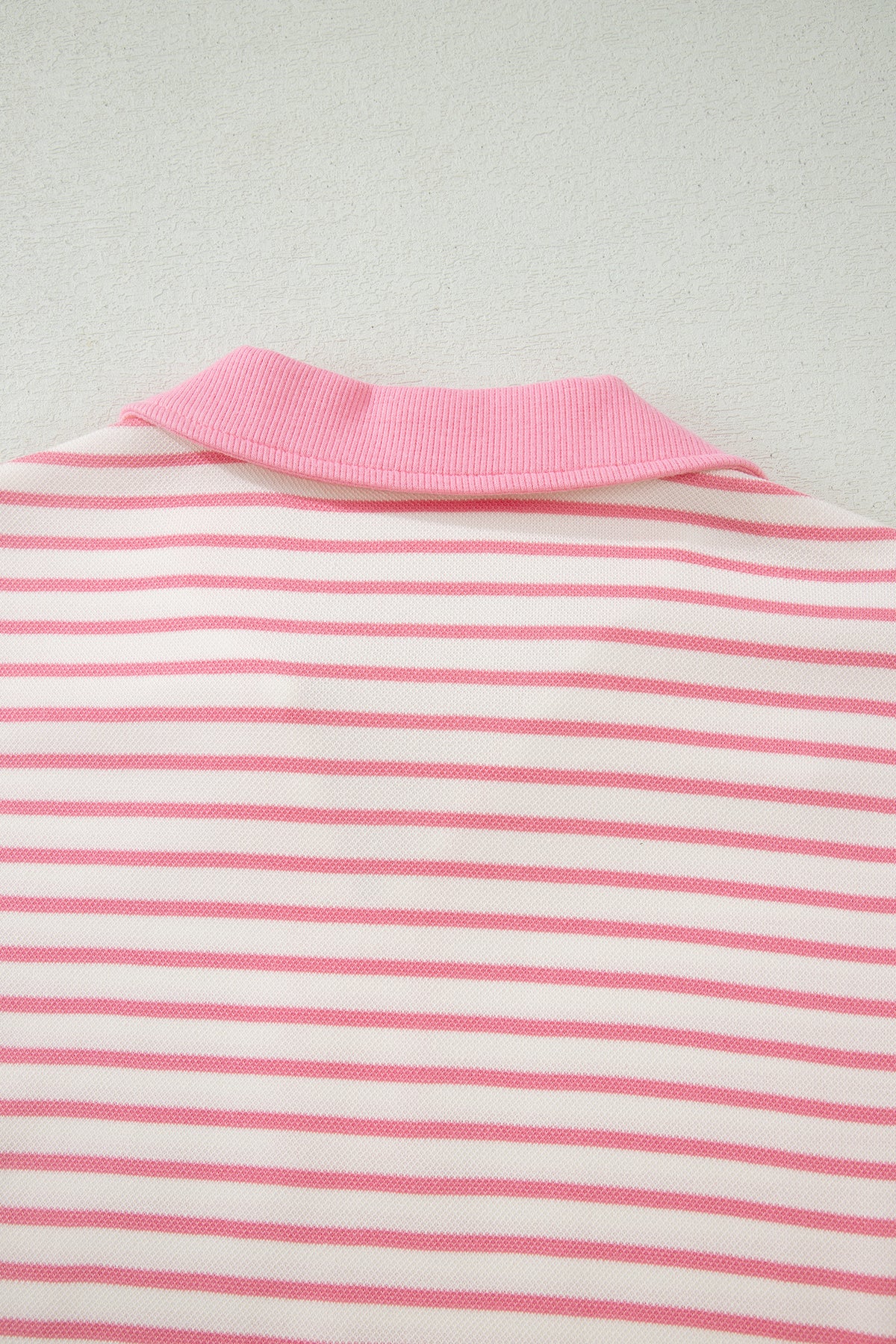 Pink Stripe Color Block Patchwork Polo Tee Drawstring Elastic Waist 2pcs Skort Set