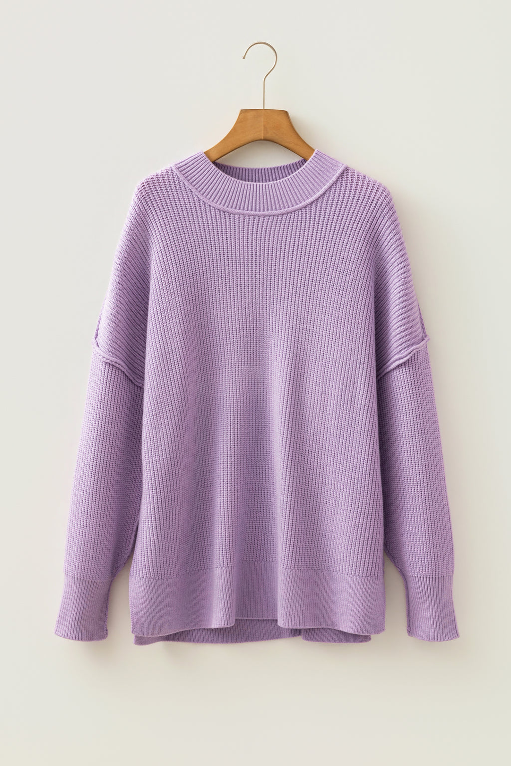 Orchid Bouquet Long Sleeve Ribbed Knit Stand Neck Regular Fit Sweater