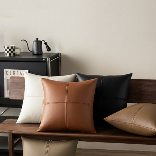 Simple Solid Color Soft Cowhide Light Luxury Leather Pillow Cover