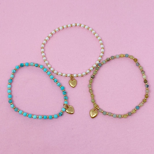 Stone Bead Heart Anklet by Ellisonyoung.com