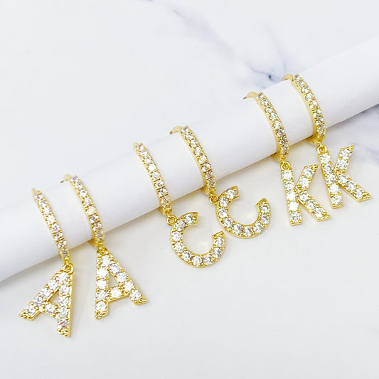 Crystal Initial Drop Earrings by Ellisonyoung.com