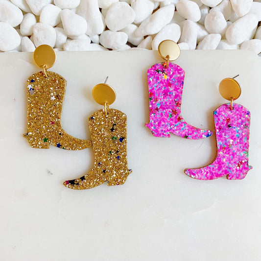 Glittered Up Cowgirl Earrings by Ellisonyoung.com