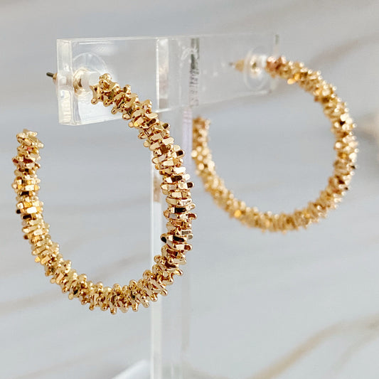 Golden Pebbles Hoop Earrings by Ellisonyoung.com