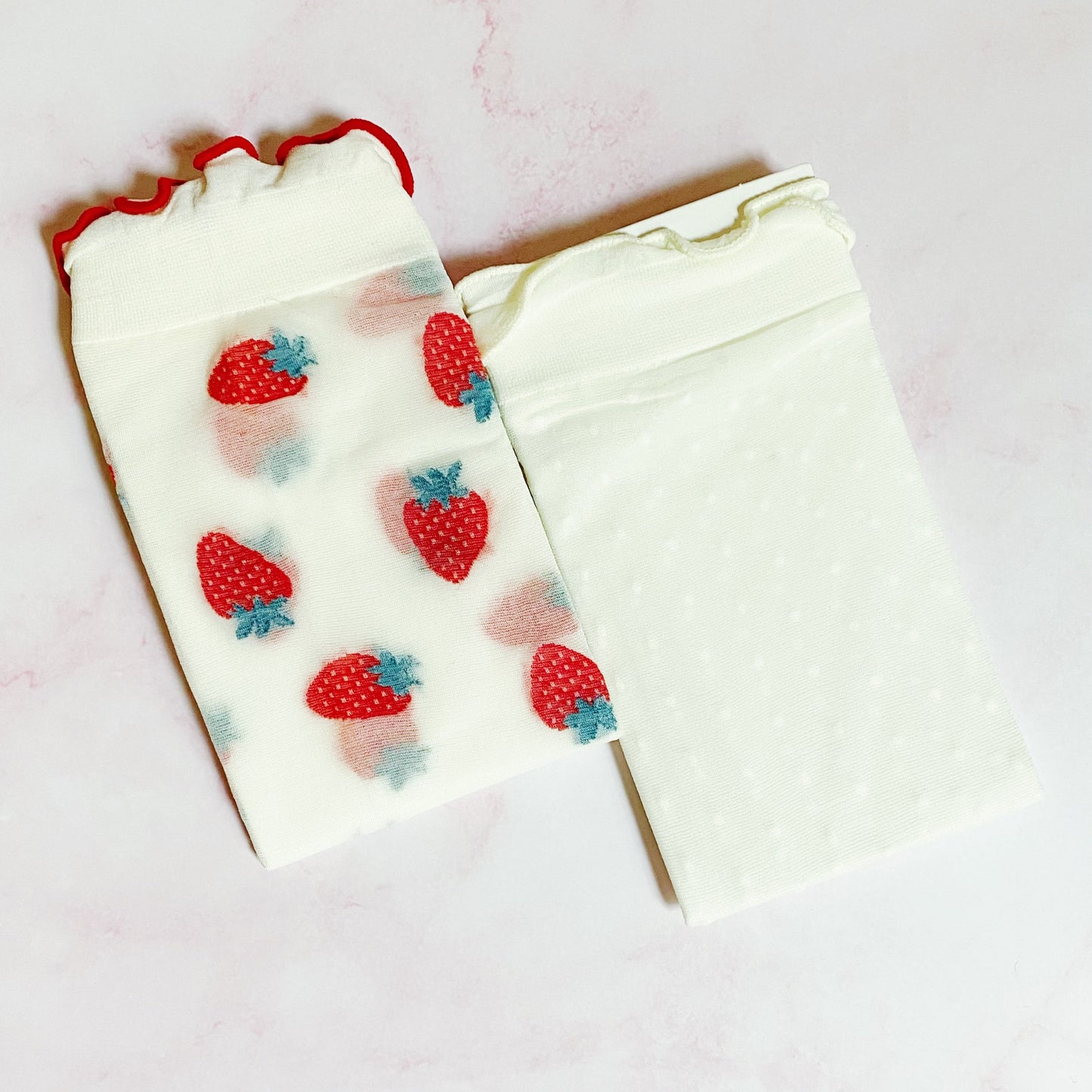 Dots And Strawberries Sheer Socks Set Of 2 Pairs by Ellisonyoung.com