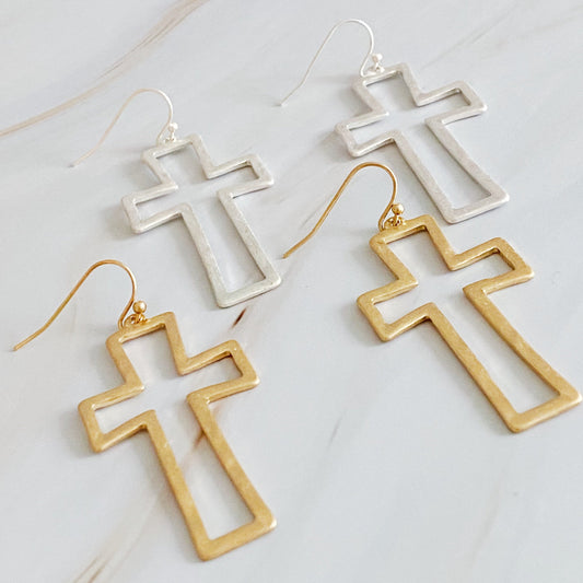 Dangle Cross Outlined Earrings by Ellisonyoung.com