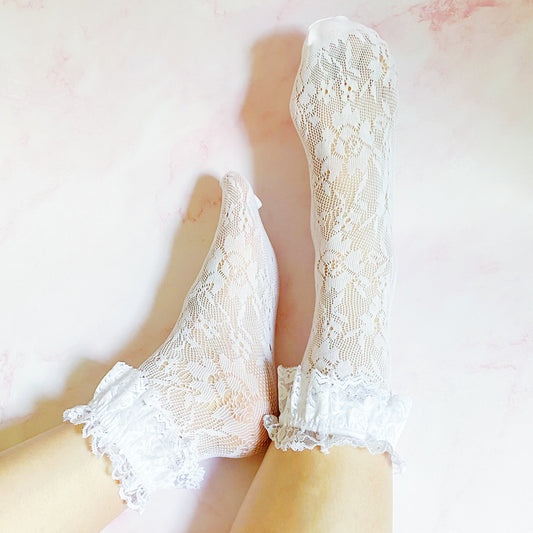 80's Lace Socks Set Of 2 Pairs by Ellisonyoung.com