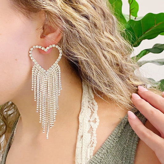 Fringed Shine Heart Earrings by Ellisonyoung.com