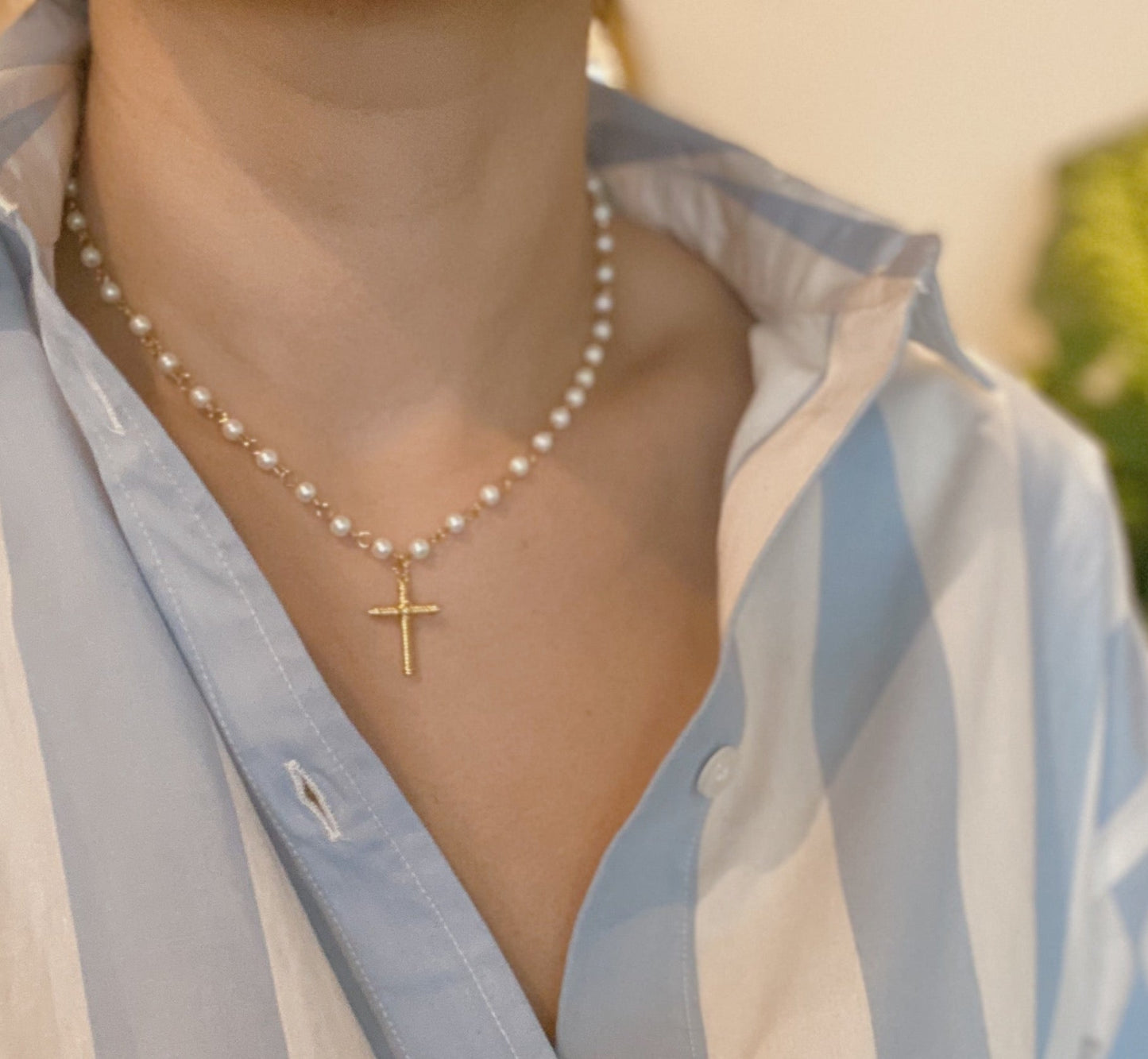 Cabled Cross Pendant Necklace by Ellisonyoung.com